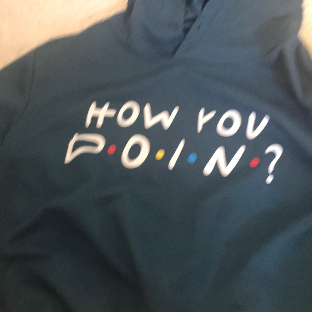 Blue friends crop top with hood